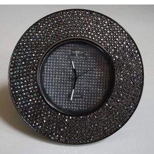 Men’s 8 Row Techno Pave Black Hematite Finish Stone Silicone Band Fashion Watch